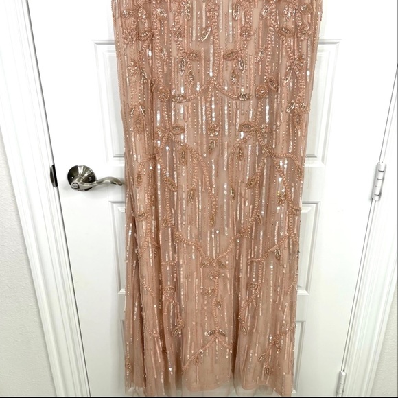 MAC DUGGAL Wrap Front Beaded Cape Gown NEW Blush Pink Size 10 Dress - Picture 7 of 15